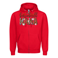 Red baseball nana with leopard Zipper Hoodie - texasbilliewilder