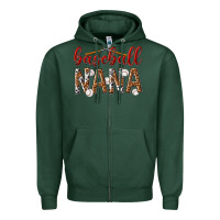 Sports Green baseball nana with leopard Zipper Hoodie - texasbilliewilder