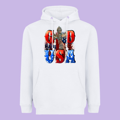 God Bless The Usa  4th Of July Heavyweight Hoodie Designed By Cowgirlartshop