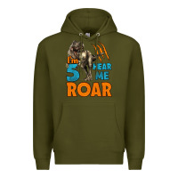 Army Green i'm five hear me roar dinosaur birthday Premium Hoodie - LillyAllenDesigns