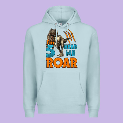 I'm Five Hear Me Roar Dinosaur Birthday Premium Hoodie Designed By Lillyallendesigns