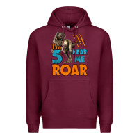 Burgundy i'm five hear me roar dinosaur birthday Premium Hoodie - LillyAllenDesigns