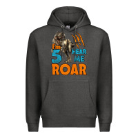Charcoal Heather i'm five hear me roar dinosaur birthday Premium Hoodie - LillyAllenDesigns