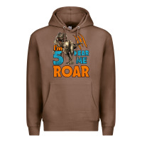 Chestnut i'm five hear me roar dinosaur birthday Premium Hoodie - LillyAllenDesigns