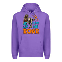 Purple i'm five hear me roar dinosaur birthday Premium Hoodie - LillyAllenDesigns