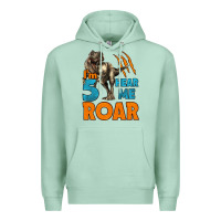 Seafoam i'm five hear me roar dinosaur birthday Premium Hoodie - LillyAllenDesigns