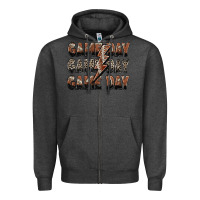 Charcoal Heather game day game day football lightning bolt Zipper Hoodie - Zillion Design Studio