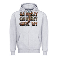 Heather Grey game day game day football lightning bolt Zipper Hoodie - Zillion Design Studio