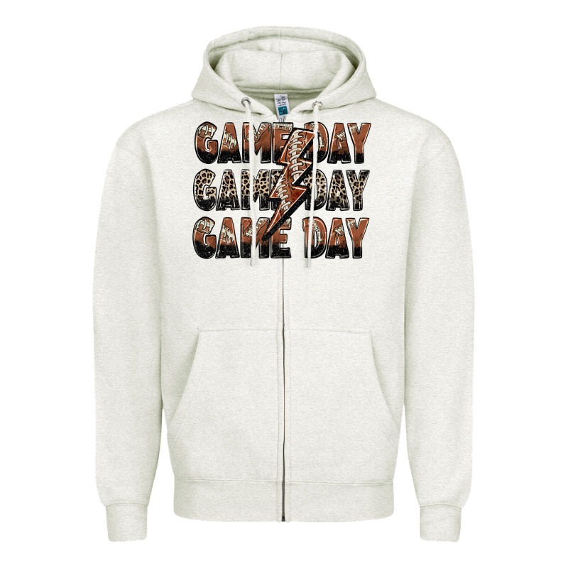 Game Day Game Day Football Lightning Bolt Zipper Hoodie by Zillion Design Studio | Teevron