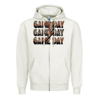Oatmeal Heather game day game day football lightning bolt Zipper Hoodie - Zillion Design Studio