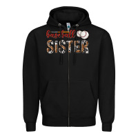 Black baseball sister with leopard Zipper Hoodie - texasbilliewilder