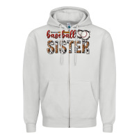 Dove Grey baseball sister with leopard Zipper Hoodie - texasbilliewilder