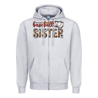 Heather Grey baseball sister with leopard Zipper Hoodie - texasbilliewilder