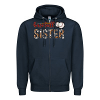 Navy baseball sister with leopard Zipper Hoodie - texasbilliewilder