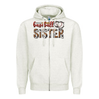Oatmeal Heather baseball sister with leopard Zipper Hoodie - texasbilliewilder