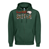 Sports Green baseball sister with leopard Zipper Hoodie - texasbilliewilder