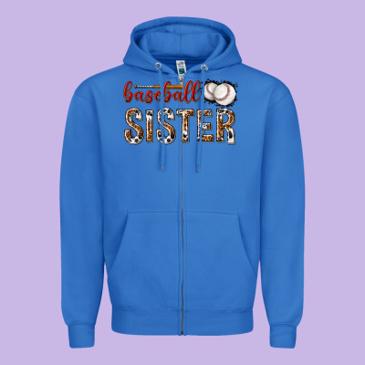 Baseball Sister With Leopard Zipper Hoodie Designed By Texasbilliewilder
