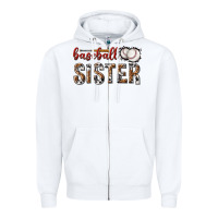 White baseball sister with leopard Zipper Hoodie - texasbilliewilder