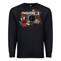 Black floral feather vintage camera Premium Sweatshirt - FaDigitalArtStudio