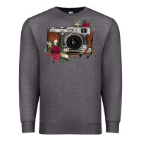 Charcoal Heather floral feather vintage camera Premium Sweatshirt - FaDigitalArtStudio
