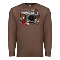 Chestnut floral feather vintage camera Premium Sweatshirt - FaDigitalArtStudio