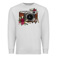 Dove Grey floral feather vintage camera Premium Sweatshirt - FaDigitalArtStudio
