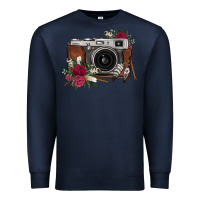 Navy floral feather vintage camera Premium Sweatshirt - FaDigitalArtStudio