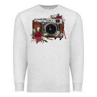 Oatmeal Heather floral feather vintage camera Premium Sweatshirt - FaDigitalArtStudio