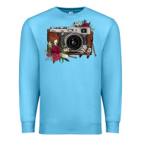 Ocean Blue floral feather vintage camera Premium Sweatshirt - FaDigitalArtStudio