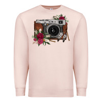 Pale Pink floral feather vintage camera Premium Sweatshirt - FaDigitalArtStudio