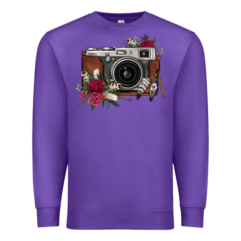 Floral Feather Vintage Camera Premium Sweatshirt by FaDigitalArtStudio | Teevron