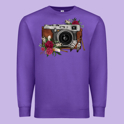 Floral Feather Vintage Camera Premium Sweatshirt Designed By Fadigitalartstudio