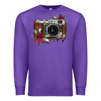 Purple floral feather vintage camera Premium Sweatshirt - FaDigitalArtStudio
