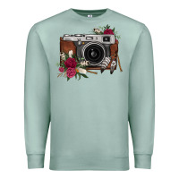 Seafoam floral feather vintage camera Premium Sweatshirt - FaDigitalArtStudio