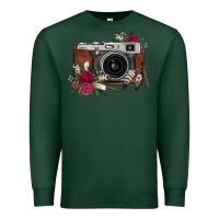 Sports Green floral feather vintage camera Premium Sweatshirt - FaDigitalArtStudio