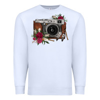 White floral feather vintage camera Premium Sweatshirt - FaDigitalArtStudio