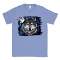 Colony Blue Wolf And Full Moon Classic Tee - RanaPortraitStore