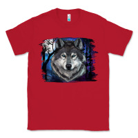 Red Wolf And Full Moon Classic Tee - RanaPortraitStore
