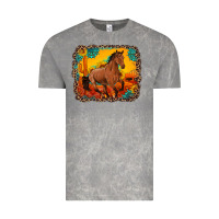Cloud Rock horse with sunflowers turquoise gemstone western sunset leopard backgr Vintage Tee - Artiststas