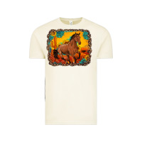 Vintage Arctic horse with sunflowers turquoise gemstone western sunset leopard backgr Vintage Tee - Artiststas