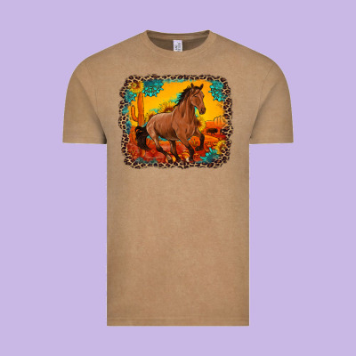 Horse With Sunflowers Turquoise Gemstone Western Sunset Leopard Backgr Vintage Tee Designed By Artiststas