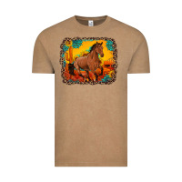Vintage Coffee horse with sunflowers turquoise gemstone western sunset leopard backgr Vintage Tee - Artiststas