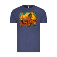 Vintage Denim horse with sunflowers turquoise gemstone western sunset leopard backgr Vintage Tee - Artiststas