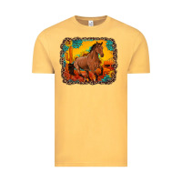 Vintage Mustard horse with sunflowers turquoise gemstone western sunset leopard backgr Vintage Tee - Artiststas