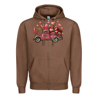 Chestnut Love Truck With Roses And Leopard Zipper Hoodie - RanaPortraitStore