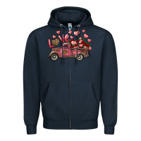 Love Truck With Roses And Leopard Zipper Hoodie | Teevron