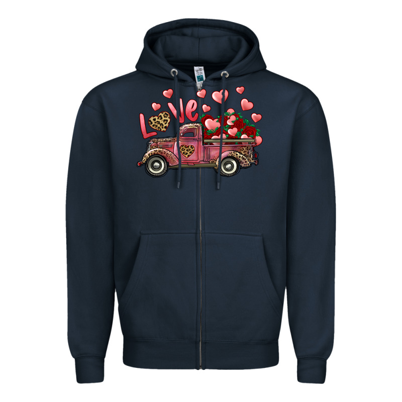 Love Truck With Roses And Leopard Zipper Hoodie by RanaPortraitStore | Teevron