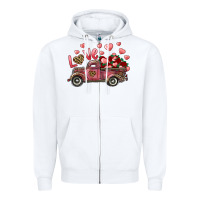 White Love Truck With Roses And Leopard Zipper Hoodie - RanaPortraitStore