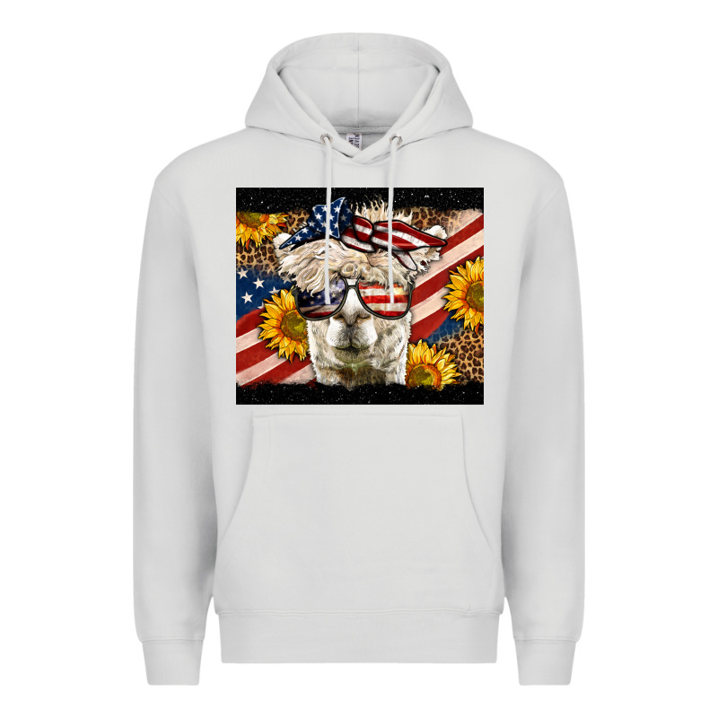 Western 4th Of July Llama Background Premium Hoodie by LillyAllenDesigns | Teevron