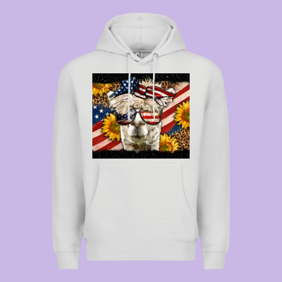 Western 4th Of July Llama Background Premium Hoodie Designed By Lillyallendesigns